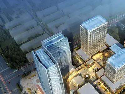 Modern CBD Mixed-Use Complex 3D model