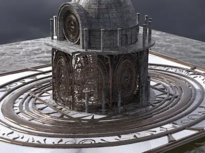 Dark Wizard observatory Tower Pillars Kit bash 1 3D model