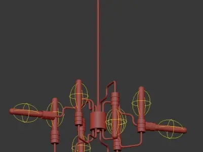 Transit 8 Light Matte Gold Chandelier 3D model buy