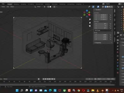 home-office low poly model render in blender Low-poly 3D model