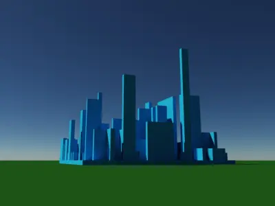 Tiny Voxel City Low-poly 3D model