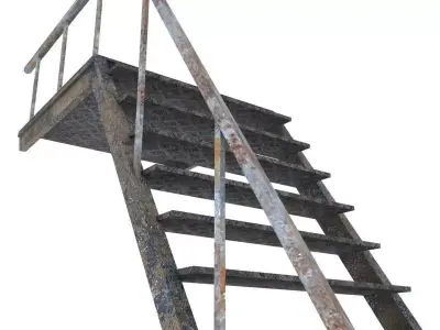 Stairs steel Low-poly 3D model