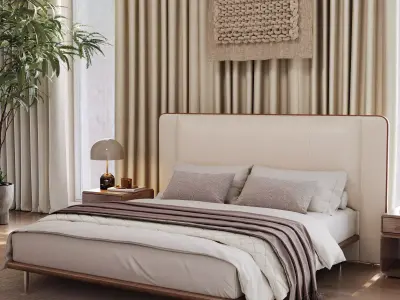 scandinavian bedroom scene 3D model