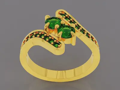 Prong set diamond bypass ring 3D print model