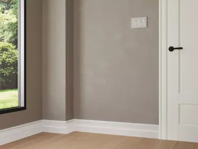 Simple room or hall with door for heater and wall interiors 3D model