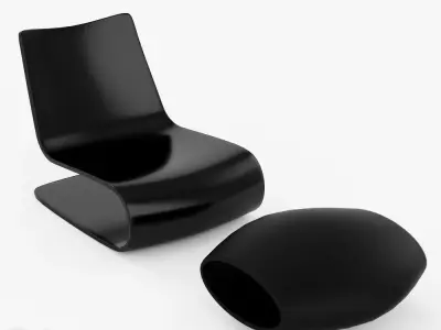 Novelle Vague Chair and Ottoman Porro 3D model
