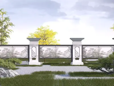 Backyard Design in Asian Style 3D model