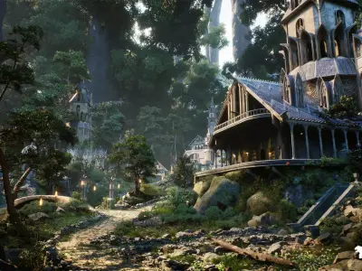 Elvish City in Forest Environment Megapack Low-poly 3D model