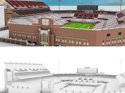 Owen Field Stadium Oklahoma USA Low-poly 3D model