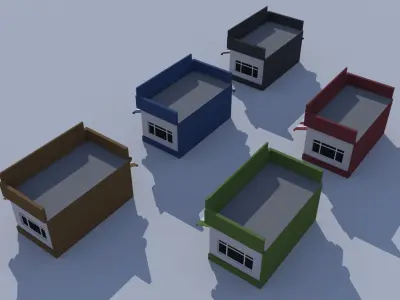 Cartoon Building Set Low Poly Building Commercial Barbershop Low-poly 3D model