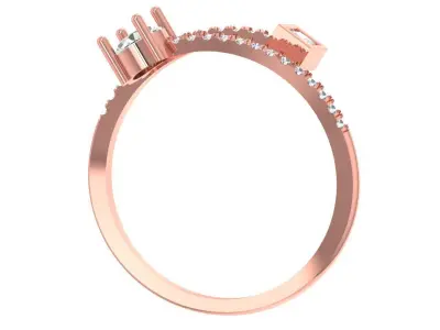 Open End Light Weight Princess Round Stone Band Ring 3D print model