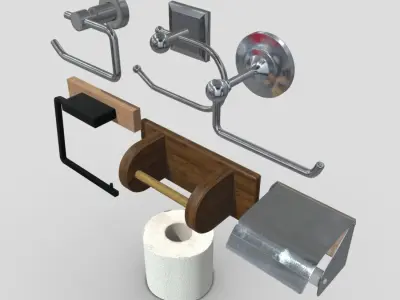 Toilet Roll Holder Pack Low-poly 3D model