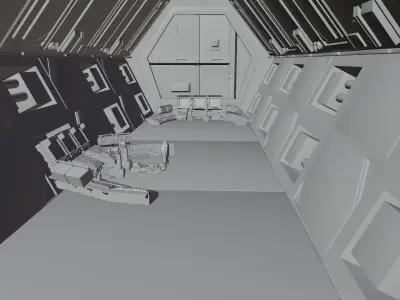 Stylized Sci Fi Spaceship Control Room Game Ready Interior 3D model