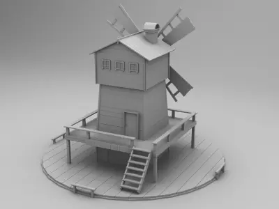 Wild west windmill 3D print model