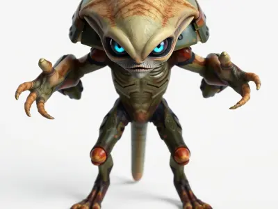 Alien Reptilian Warrior D Model  Rigged  GameReady Low-poly 3D model