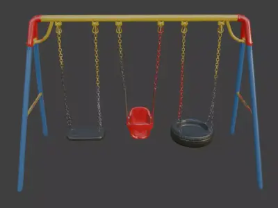 Colorful Playground Swing Set 3D model