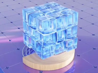 3d model of a glass cube with lighting and materials Free 3D model