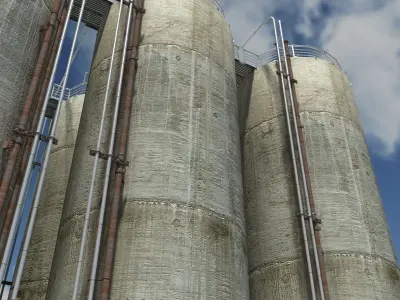 Chemical Silos Low Poly 3d Moldel Low-poly 3D model