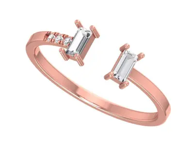 Open End Light Weight Baguette stone Band Ring 3D print model