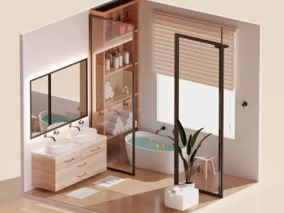 Lowpoly Interior Room 3D Model Pack  Low-poly 3D model