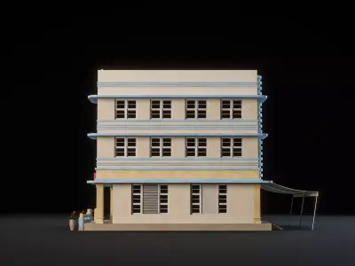MIAMI VICE CITY ART DECO BUILDING 8 Low-poly 3D model