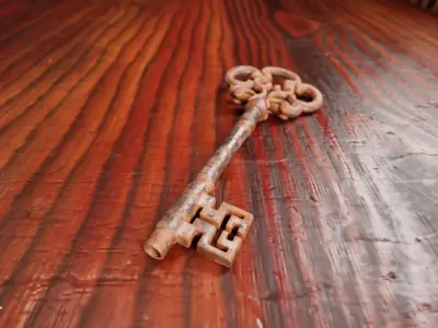 Ornamental Rusted Key Low-poly 3D model