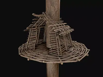 Wooden Tree House Shelters and Platforms 8 Low-poly 3D model