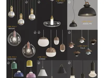 Chandleir 10 pieces 3d model Low-poly 3D model