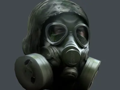 Gas mask helmet 3d model military combat Low-poly Low-poly 3D model