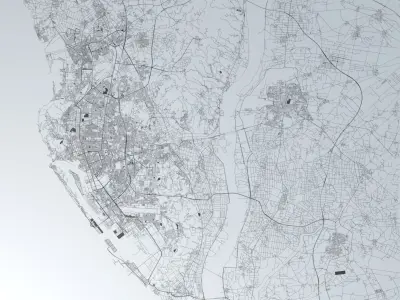 Kaohsiung City  Road Network and Streets 3D model