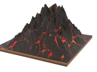 Mountain volcano Low-poly 3D model
