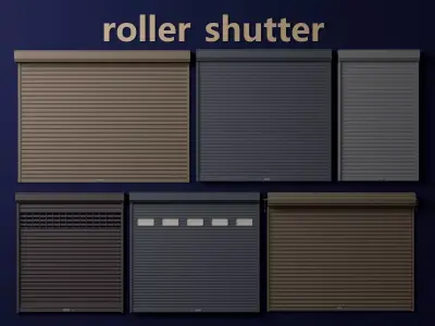 Modern Roller Shutter Security Door Pack PBR Game Ready Low-poly 3D model