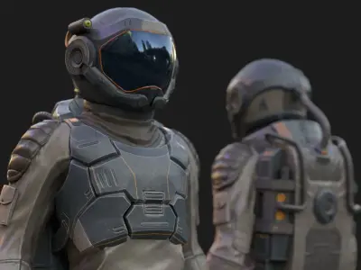 SX01 Male Space Suit LITE VERSION Low-poly 3D model
