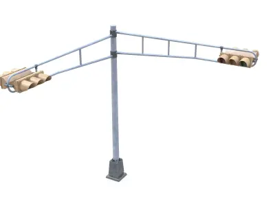 Street Light With Traffic Light 02 Low-poly 3D model