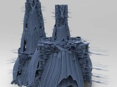 Sci-fi Opera House 2 versions 3D model