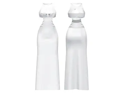 Front Open Maxi Dress Low-poly 3D model
