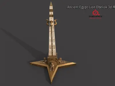  Ancient Egypt Lion Obelisk 3d Model 3D model