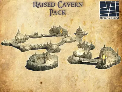 Raised Cavern Pack Tabletop Terrain 28 MM 3D print model
