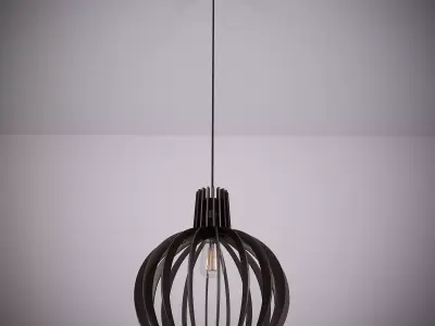 Lamp pendant light with wooden cage 3D model