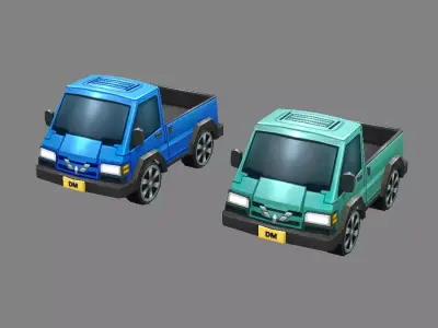 Cartoon light truck cart Low-poly 3D model
