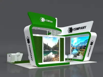 Exhibition Stand Booth 8x8m Height 450cm 4 Side Open 3D model