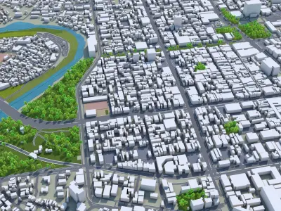 Sendai Japan 70km Low-poly 3D model