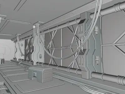 Scifi spaceship corridor 3D model