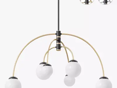 Everard 6 Light Metal Dimmable Chandelier 3D model
