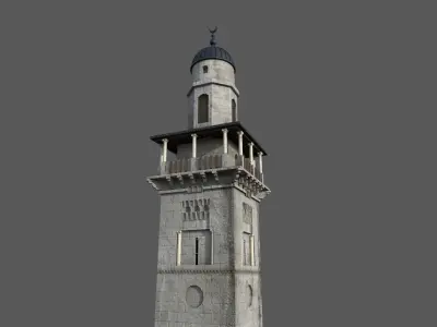 minaret Al Selsela  Chain Gate Minaret Low-poly 3D model