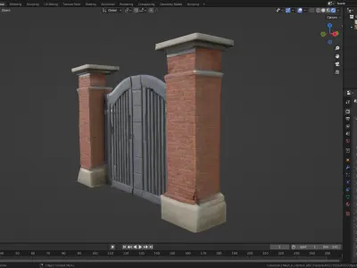 Low Poly Brick Fence gate 2 Low-poly 3D model