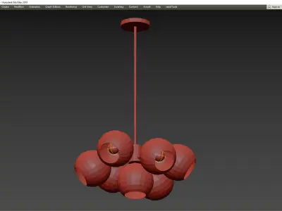 Staggered Glass 9-Light Chandelier - Milk Low-poly 3D model