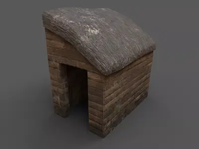 Old wall storage Low-poly 3D model