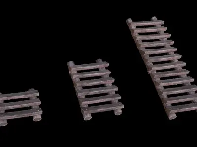 Simple Log Stairs - 3 Sizes Free low-poly 3D model