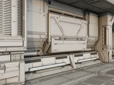 Sci-Fi Hall environment builder design economic version 3D model